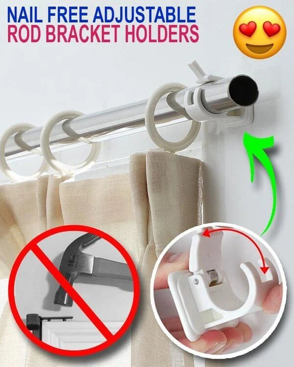 4Pcs Nail-free Adjustable Rod Bracket Holders