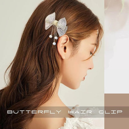 PEARL FRINGE BUTTERFLY HAIR CLIP